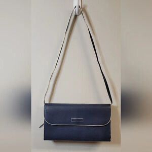 Vera Bradley navy blue shoulder vegan leather convertible clutch handbag